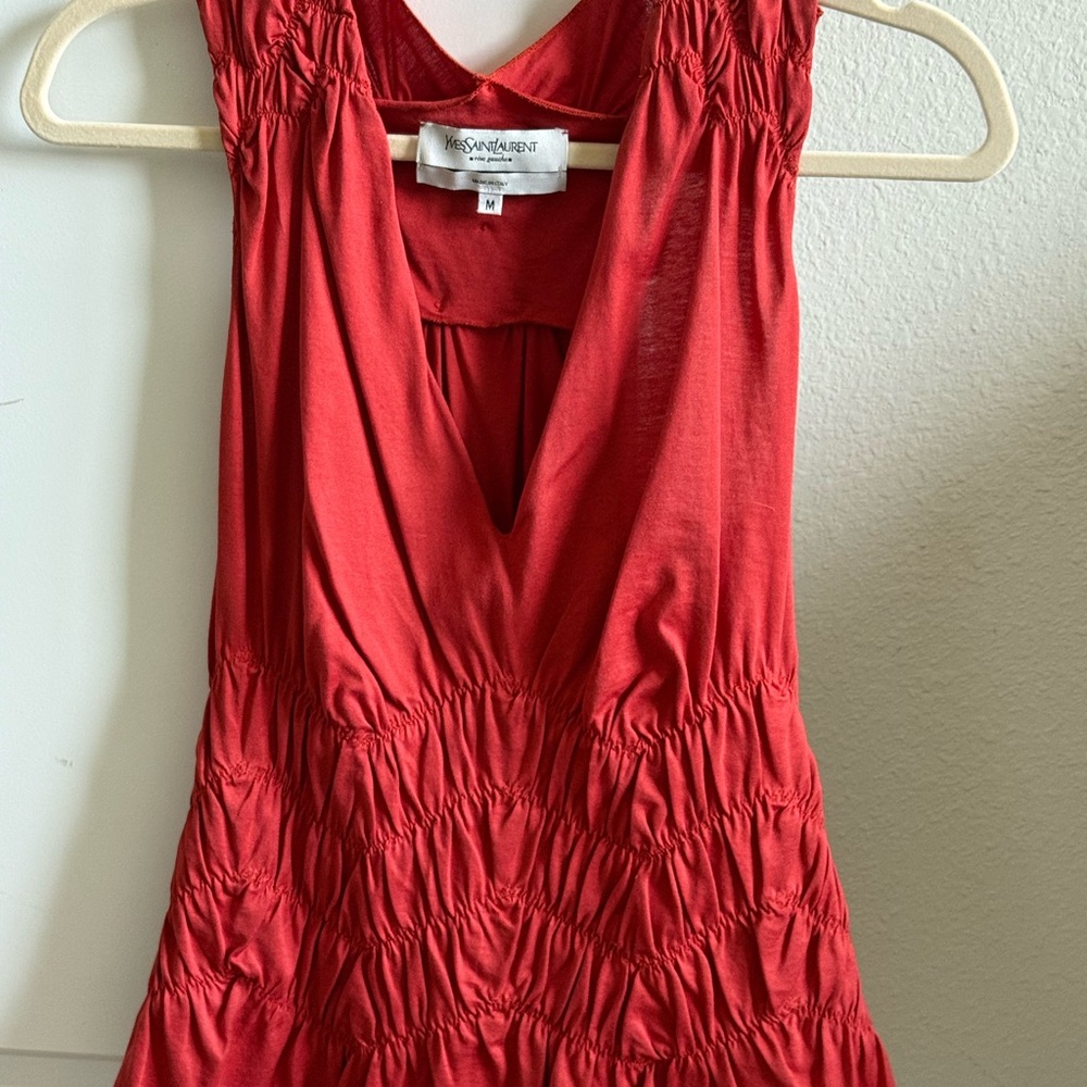 Yves Saint Laurent Vibrant Red V-Neck Blouse size M